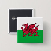Red Dragon Celtic Flag Wales & Welsh Button (Vorne & Hinten)