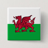 Red Dragon Celtic Flag Wales & Welsh Button (Vorderseite)