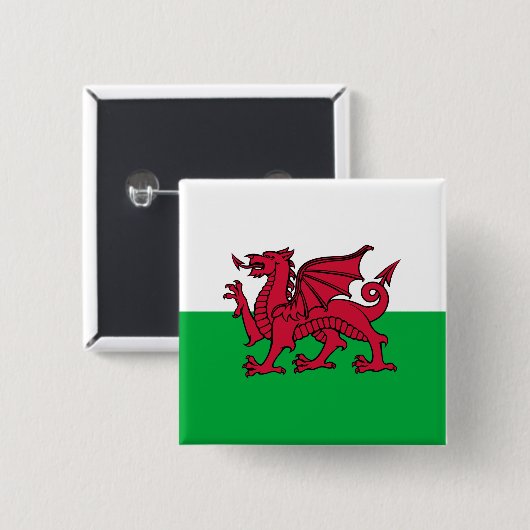 Red Dragon Celtic Flag Wales & Welsh Button (Vorne & Hinten)