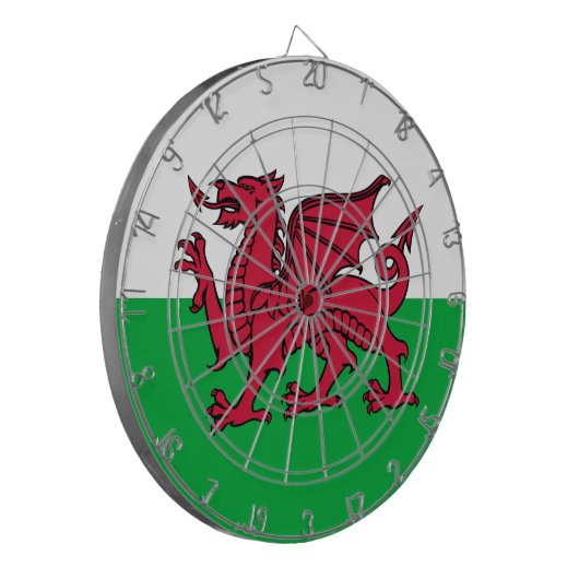 Red Dragon Celtic Flag Wales & Welsh Dartscheibe (Vorderseite Links)