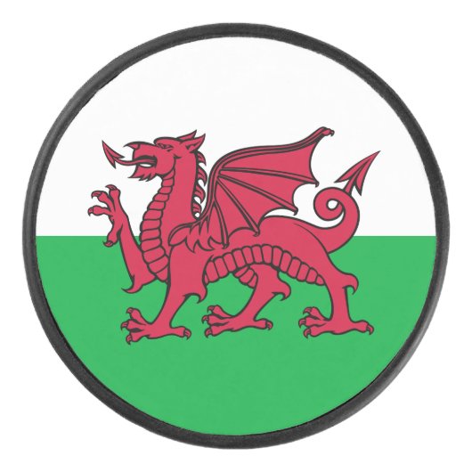Red Dragon Celtic Flag Wales & Welsh Eishockey Puck (Vorderseite)