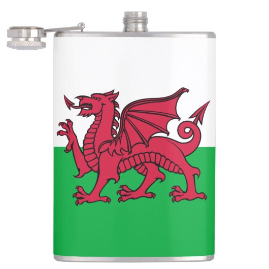 Red Dragon Celtic Flag Wales & Welsh Flachmann (Geöffnet)