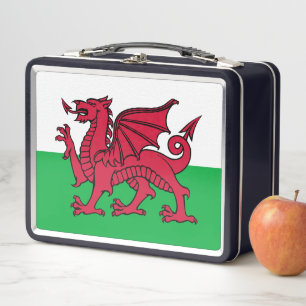 Red Dragon Celtic Flag Wales & Welsh Metall Brotdose