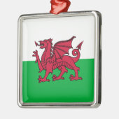 Red Dragon Celtic Flag Wales & Welsh Ornament Aus Metall (Links)