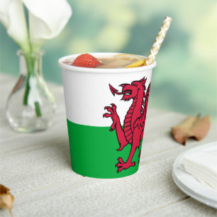Red Dragon Celtic Flag Wales & Welsh Pappbecher