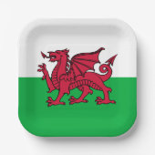 Red Dragon Celtic Flag Wales & Welsh Pappteller (Vorderseite)