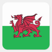 Red Dragon Celtic Flag Wales & Welsh Quadratischer Aufkleber (Vorderseite)