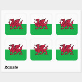 Red Dragon Celtic Flag Wales & Welsh Quadratischer Aufkleber (Blatt)
