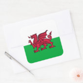 Red Dragon Celtic Flag Wales & Welsh Quadratischer Aufkleber (Umschlag)