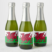 Red Dragon Celtic Flag Wales & Welsh Schaumweinetikett (Flaschen)