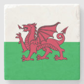 Red Dragon Celtic Flag Wales & Welsh Steinuntersetzer (Vorderseite)