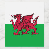 Red Dragon Celtic Flag Wales & Welsh Weinetikett (Einzelnes Label)