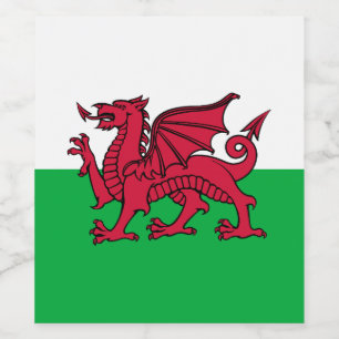 Red Dragon Celtic Flag Wales & Welsh Weinetikett