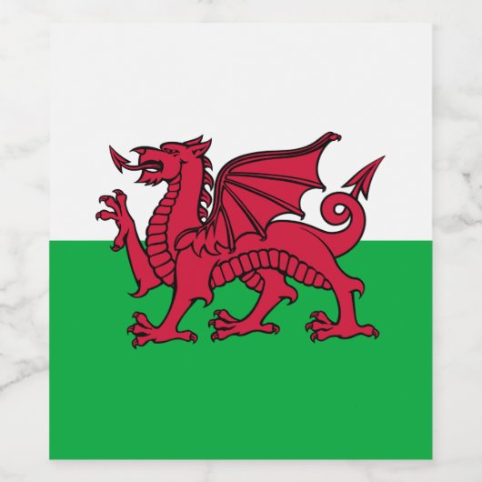 Red Dragon Celtic Flag Wales & Welsh Weinetikett (Einzelnes Label)