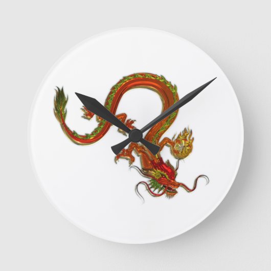 Red Dragon China Runde Wanduhr (Vorderseite)
