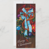 Red Dragon Christmas Wreath Feiertagskarte (Vorderseite)