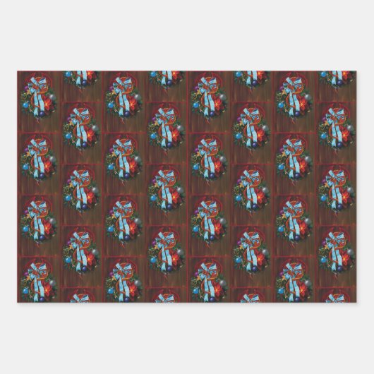 Red Dragon Christmas Wreath Geschenkpapier Set (Vorderseite 3)