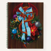 Red Dragon Christmas Wreath Notizbuch (Vorderseite)