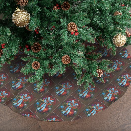 Red Dragon Christmas Wreath Polyester Weihnachtsbaumdecke