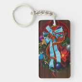 Red Dragon Christmas Wreath Schlüsselanhänger (Vorderseite)