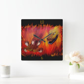 Red Dragon Claw Quadratische Wanduhr (Zuhause)