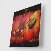 Red Dragon Claw Quadratische Wanduhr (Winkel)