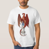 Red Dragon Design auf einem weißen T - Shirt (Vorderseite)