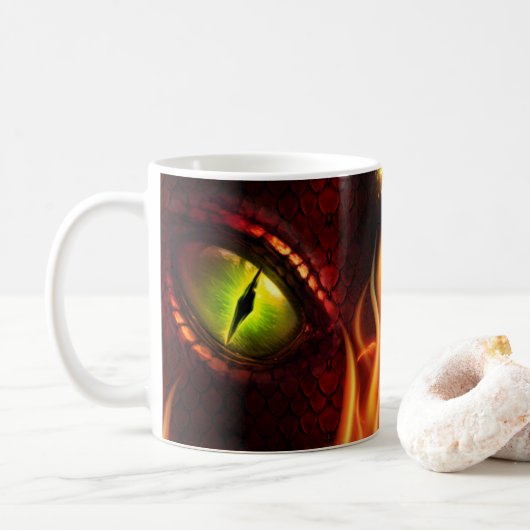 Red Dragon Eye & Fire Personalisiert Coffee Tasse, Kaffeetasse (Mit Donut)