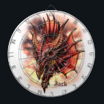 Red Dragon Fantasy Individuelle Name Dart Board Dartscheibe<br><div class="desc">Ein roter Drache für Fantasy- und Dungeon- und Drachenliebhaber.

In der unteren rechten Ecke befindet sich ein Name,  der in alten Buchstaben geschrieben ist.</div>