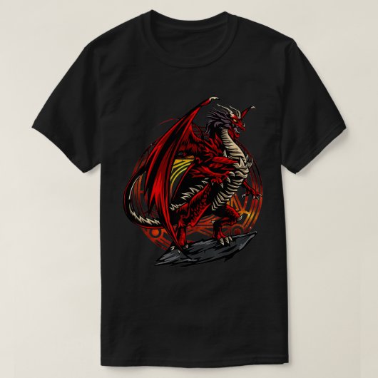 Red Dragon Fantasy Monster Tabletop Adventure D20 T-Shirt (Design vorne)