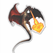 Red Dragon Fire Breathing Heart Aufkleber (Vorderseite)