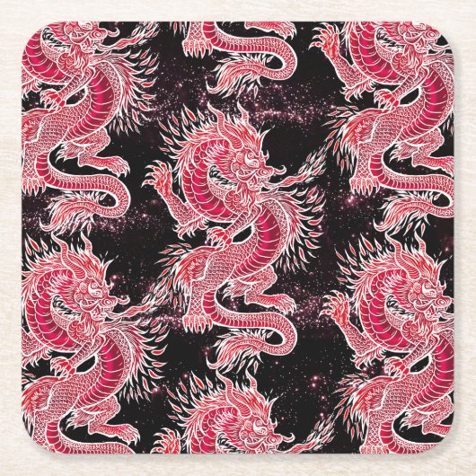 Red Dragon Galaxy Rechteckiger Pappuntersetzer (Vorderseite)