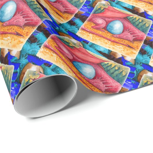 Red Dragon Geschenkpapier (Rolleneckpunkt)