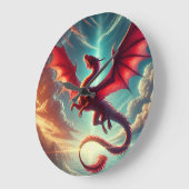 Red Dragon Große Wanduhr (Winkel)