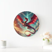 Red Dragon Große Wanduhr (Zuhause)