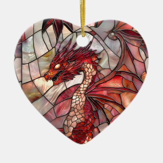 Red Dragon Imitats verklebte Glaskonstruktion Keramik Ornament (Vorne)