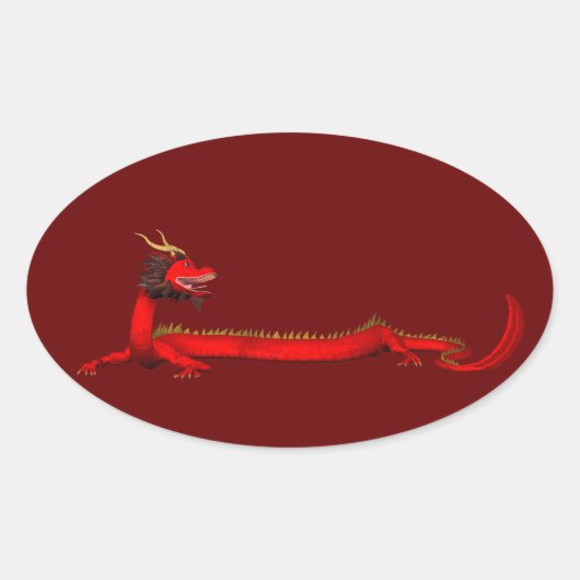 Red Dragon Ovaler Aufkleber (Vorderseite)