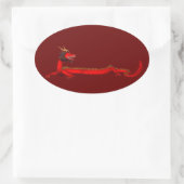Red Dragon Ovaler Aufkleber (Tasche)