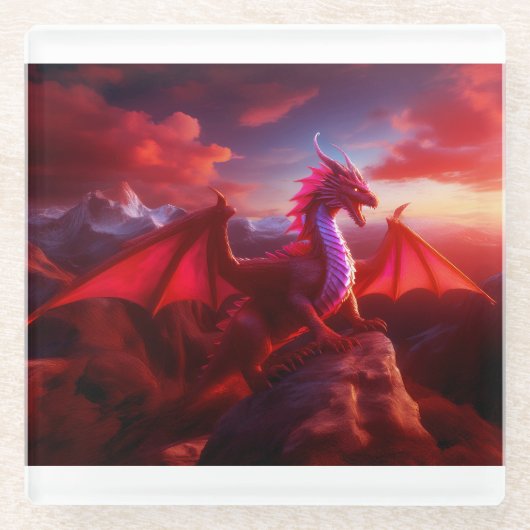 Red Dragon Perlen auf Craggy Mountain Peak Glasuntersetzer (Vorderseite)