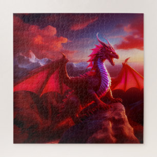 Red Dragon Perlen auf Craggy Mountain Peak Puzzle