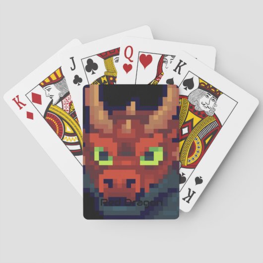 Red Dragon Pixel Art speelkaarten Spielkarten (Rückseite)