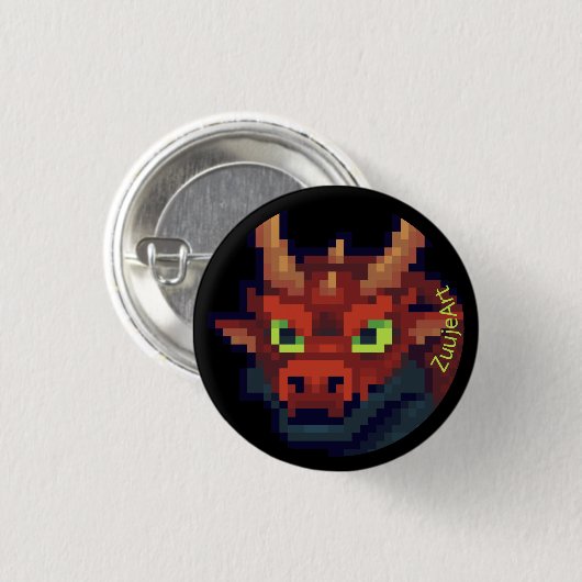Red Dragon. Pixelart pixel art Button (Vorne & Hinten)