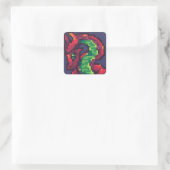 Red dragon pixelart, Pixel Art Quadratischer Aufkleber (Tasche)