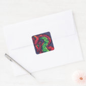 Red dragon pixelart, Pixel Art Quadratischer Aufkleber (Umschlag)