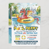 Red Dragon Pool Party Geburtstagsfeier Einladung (Vorne/Hinten)