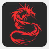 Red Dragon Quadratischer Aufkleber (Vorderseite)