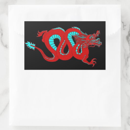 Red Dragon Rechteckiger Aufkleber (Tasche)