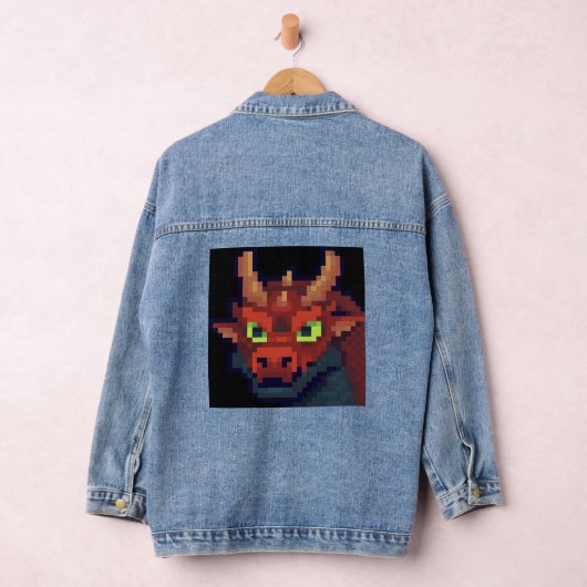 Red Dragon, rode draak, pixelart Jeansjacke (Hangar)