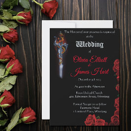 Red Dragon Rose Sword Wedding Einladung