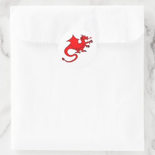 Red Dragon Runder Aufkleber (Tasche)
